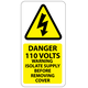 Danger 110 Volts Isolate Supply Labels 25x50mm