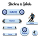 Ajooba - Football- Light Blue01 Personalized Labels -Value pack of 108 labels