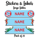 Ajooba - Football- Light Blue Personalized Labels -Value pack of 108 labels