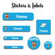 Ajooba - Crayon Naughty Kid Blue Personalized Labels -Value pack of 108 labels