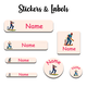 Ajooba - Cricket Light Red Personalized Labels -Value pack of 108 labels