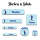 Ajooba - Cricket Light Blue01 Personalized Labels -Value pack of 108 labels