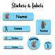 Ajooba - Ice  Princess Blue Personalized Labels -Value pack of 108 labels