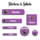 Ajooba - Dragon Sticker Purple Personalized Labels -Value pack of 108 labels