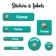 Ajooba - Smilling Doll Turquoise Personalized Labels -Value pack of 108 labels