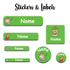Ajooba - Smilling Doll03 Green Personalized Labels -Value pack of 108 labels