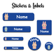 Ajooba - Smilling Doll04 Blue Personalized Labels -Value pack of 108 labels