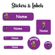 Ajooba - Japanese Fox Purple Personalized Labels -Value pack of 108 labels
