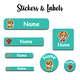 Ajooba - Dog Police Turquoise Personalized Labels -Value pack of 108 labels